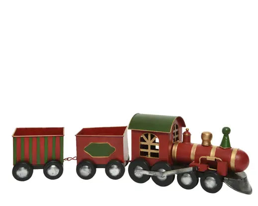Decoris Christmas Train Iron Red & Green 58cm