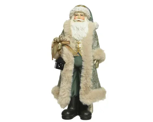 Decoris Standing Santa with Lantern Green 30cm