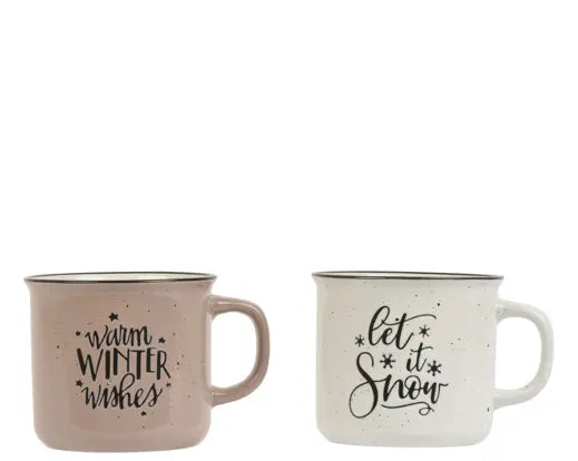Decoris Earthenware Mug Winter Wishes or Let it Snow Single Assorted