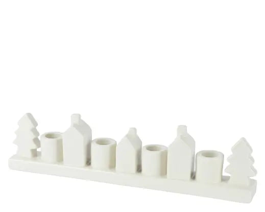 Decoris Trees & Houses Candleholder Porcelain White 34.2cm