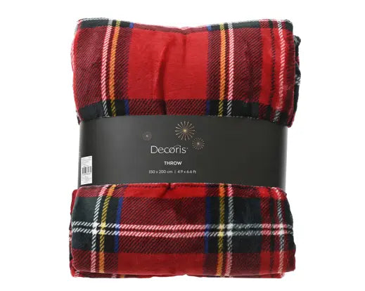 Decoris Throw Flannel Check Red 150cm x 200cm