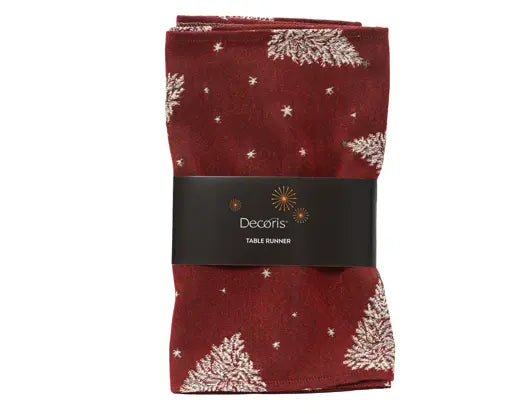 Decoris Tablerunner Tree Print Burgundy 32cm x 140cm