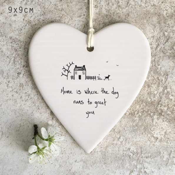 East Of India Wobbly Round Heart Home Dog Greets You