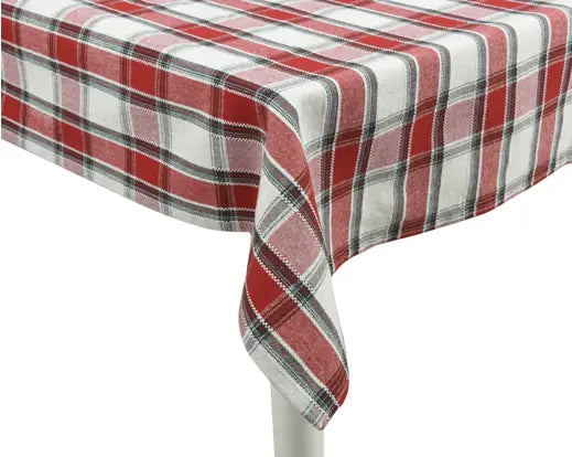 Decoris Table Cloth Cotton Rectangular Tartan Check Green & Red 180cm x 140cm