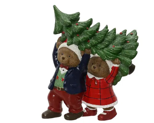 Decoris Bears with Christmas Tree 8cm x 15.5cm x 18cm