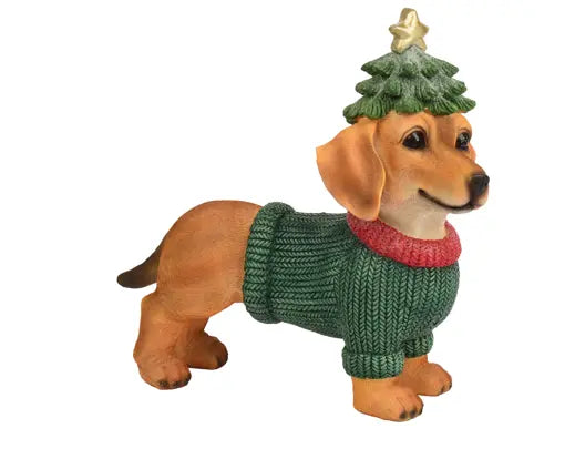 Decoris Dog with Christmas Tree Hat 13.5cm x 30.5cm x 30cm