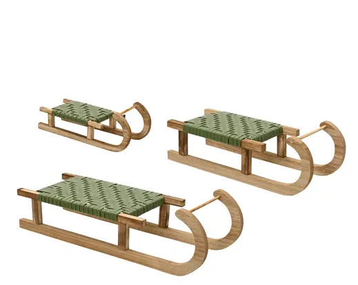 Decoris Sleigh Wood & Woven Leather Set Of 3
