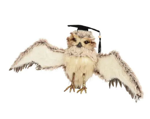 Decoris Faux Fur Academic Owl 12cm x 28cm x 19cm