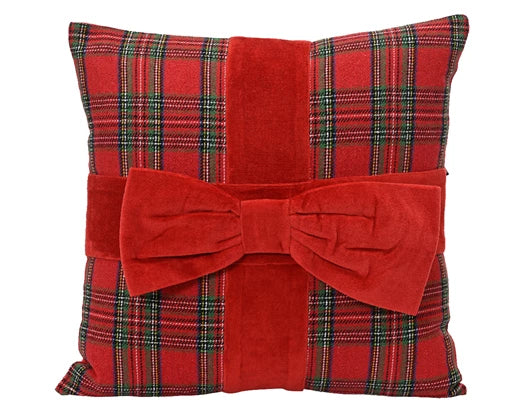 Decoris Cushion Cotton Check With Bow