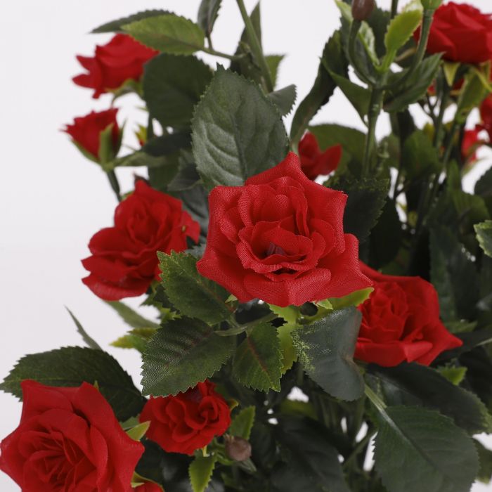 Mica Artificial Red Rosebush n Grey Pot 33cm