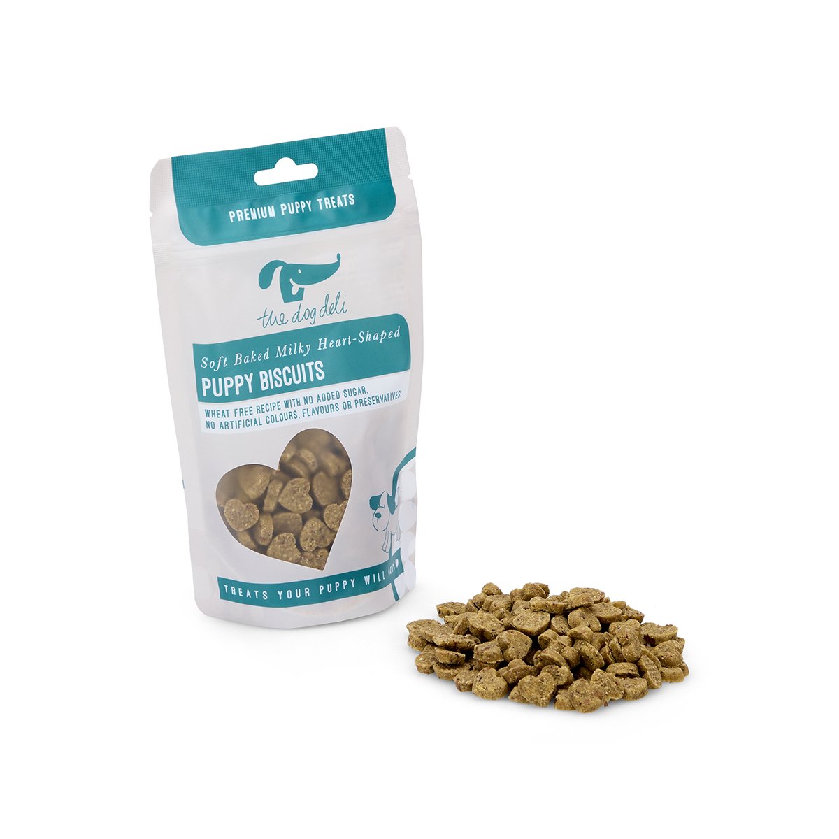 Petface Dog Deli Soft Bake Milky Heart Shaped Puppy Biscuits 120g