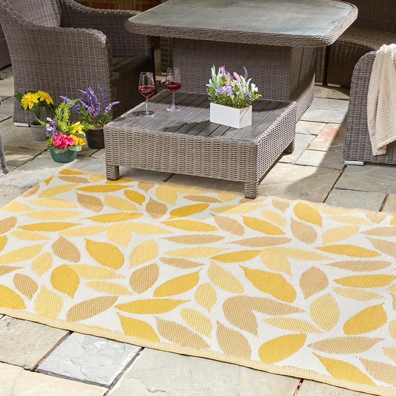 Smart Garden Alfresco Mats FloraLeaves Yellow - 180x240cm