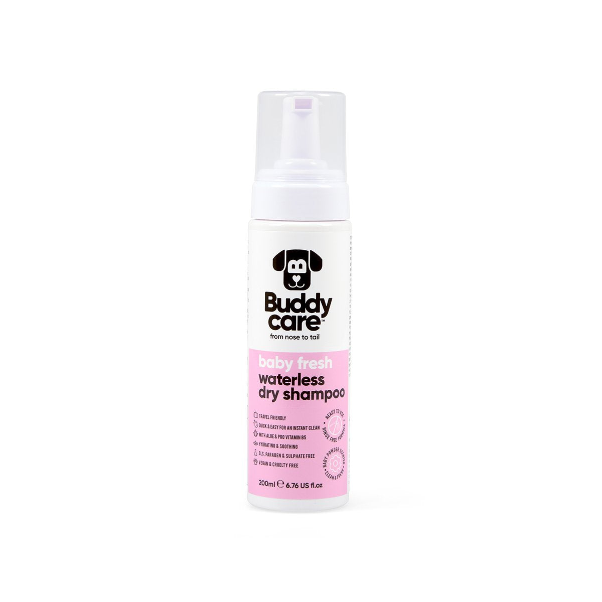 Petface Buddycare Waterless Dry Dog Shampoo Baby Fresh 200ml