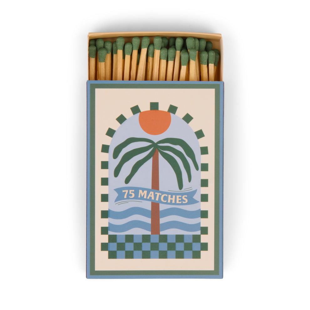 Adopo Boxed Matches "Palm Tree" Dark Green - 75 matches (9.6 CM)