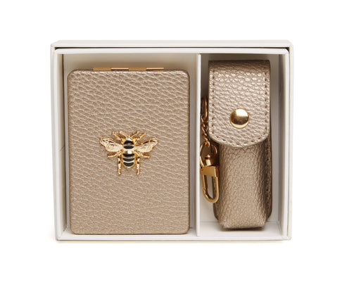 Alice Wheeler London Bronze Oblong Compact Mirror & Liptick Holder Gift Set