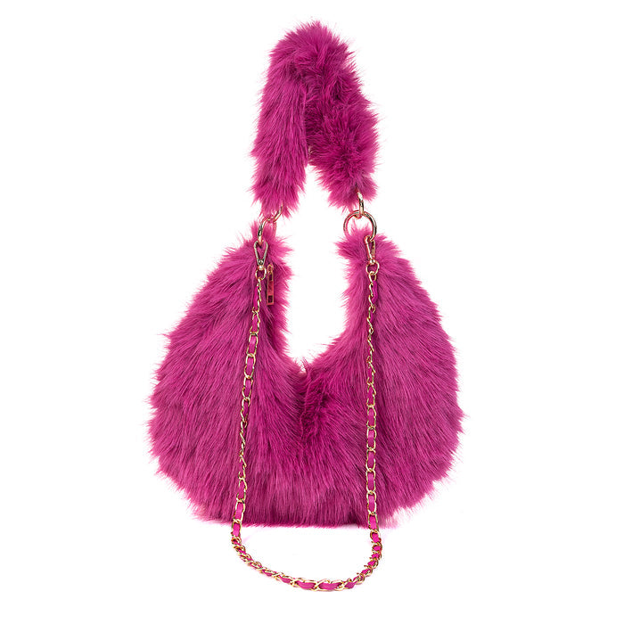 Park Lane Faux Fur Shoulder Bag Orchid