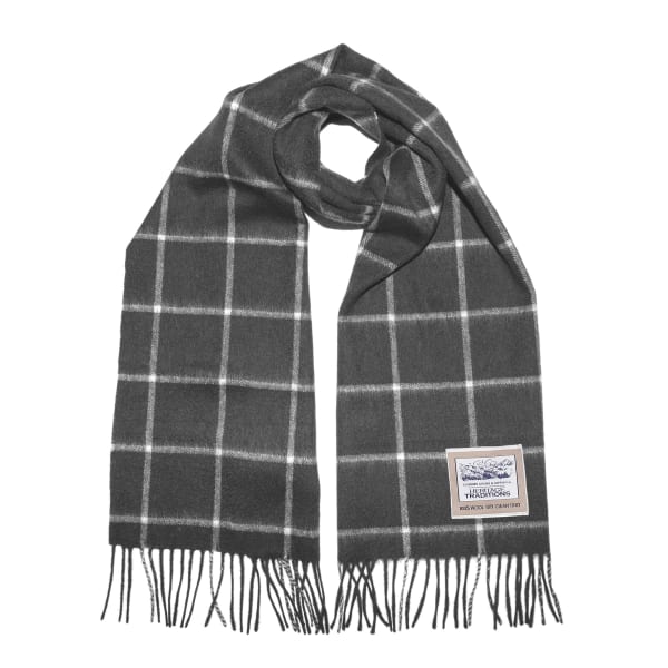 Heritage Traditions Box Check Classic Brushed  Wool Scarf - Charcoal Grey - Heri