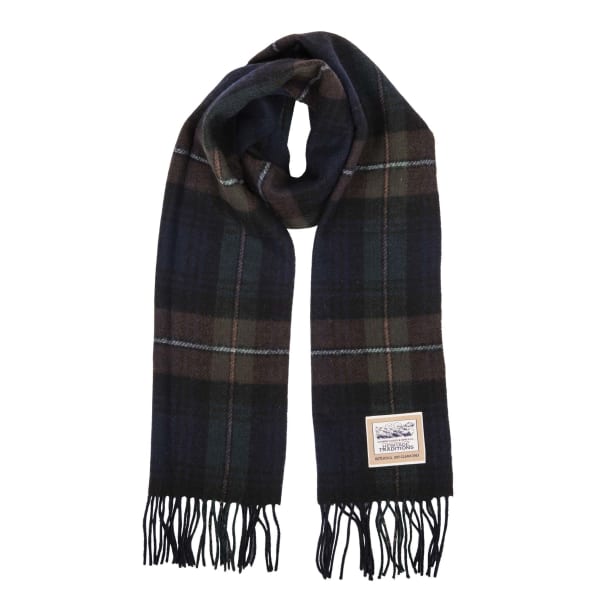 Heritage Traditions Double Face Tartan Brushed Wool Scarf - Midnight Check
