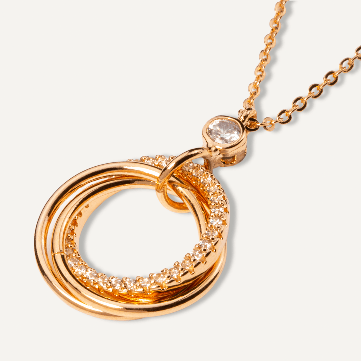 D&X London Keira Gold Plated Cubic Zirconia Geometric Necklace