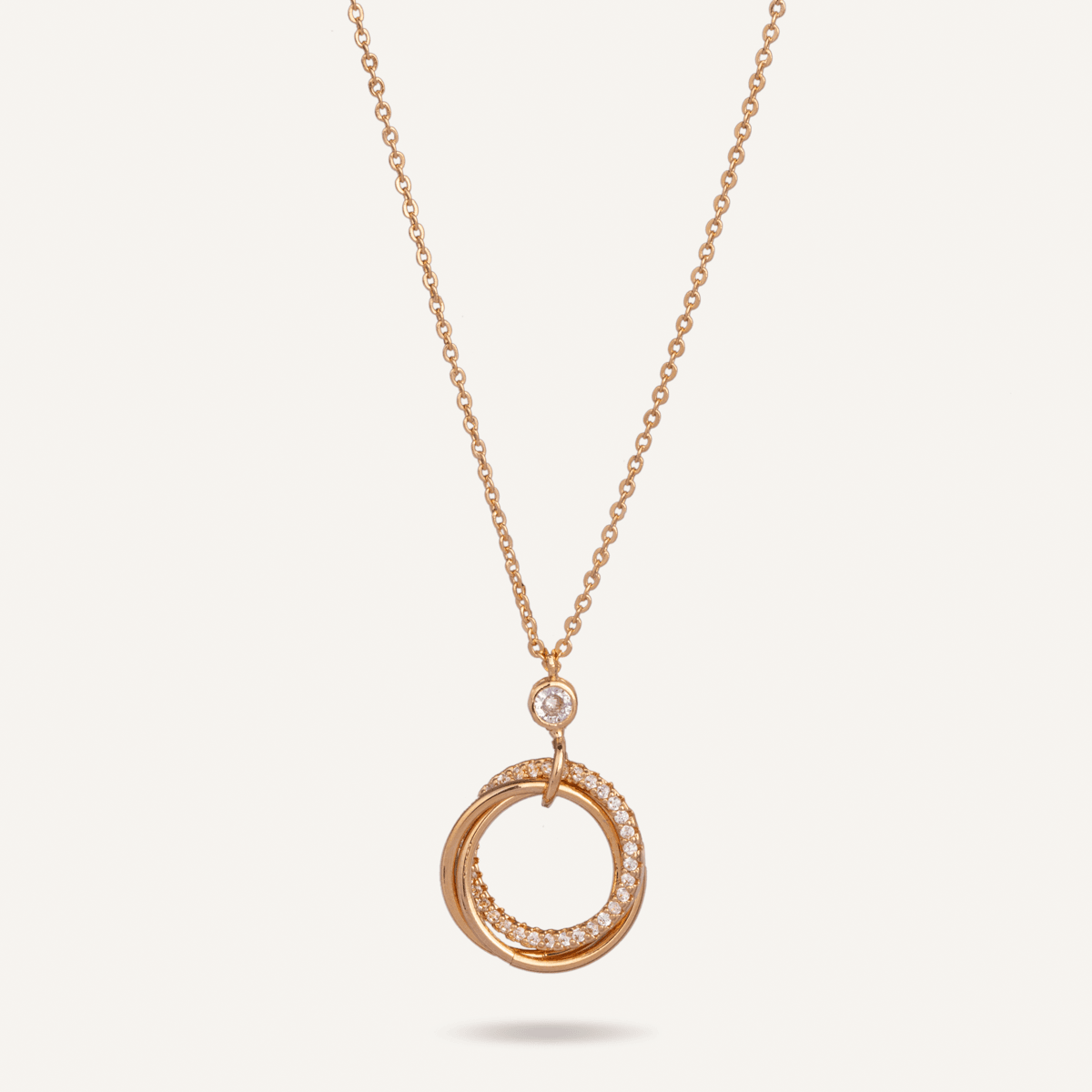 D&X London Keira Gold Plated Cubic Zirconia Geometric Necklace