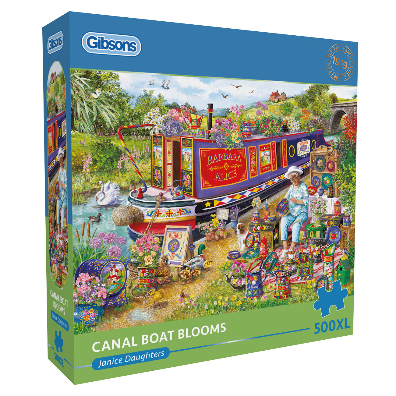 Gibsons Canal Boat Blooms 500 XL Piece Jigsaw Puzzle