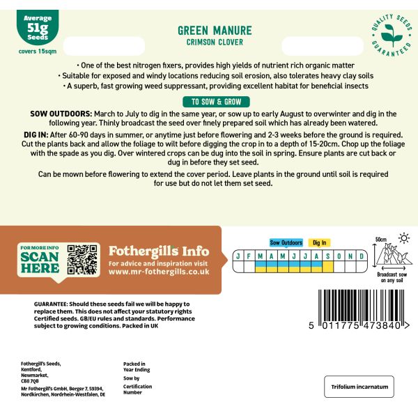 Mr Fothergills Green Manure Crimson Clover