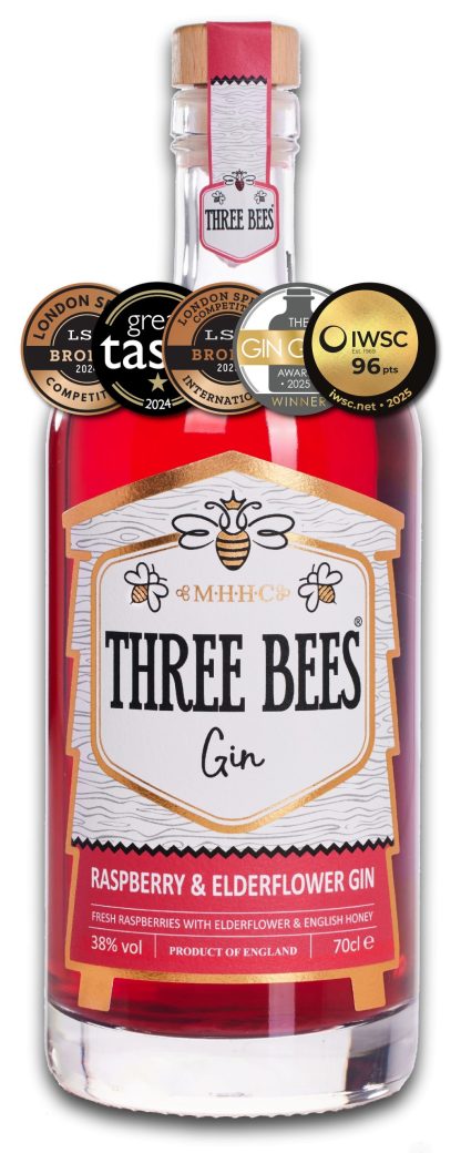 Three Bees Raspberry & Elderflower Gin 70cl