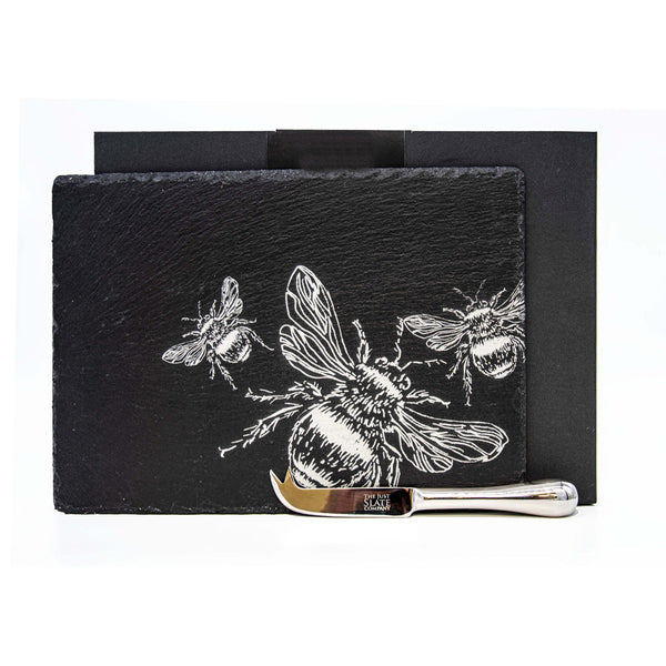 Selbrae House Bee Slate Cheese Board & Knife Set