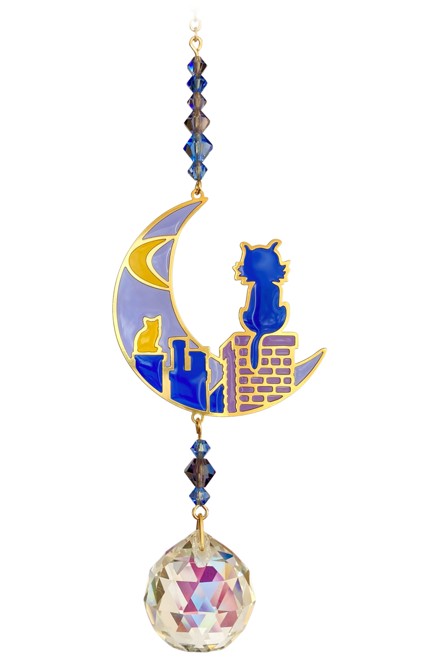 Wild Things Crystal Dreams Cats on Roof Moonlight