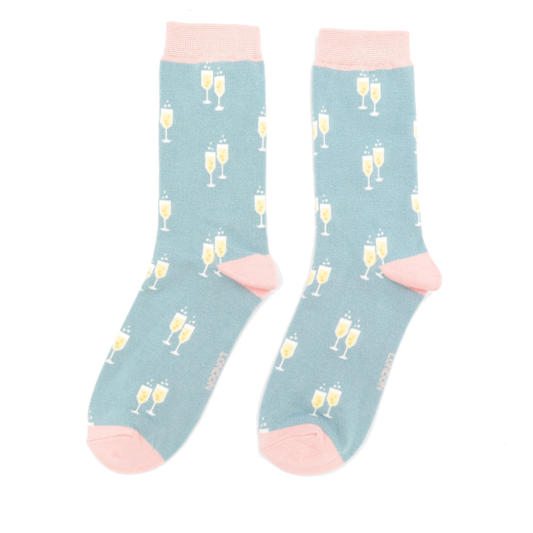 Miss Sparrow Cheers! Socks Duck Egg