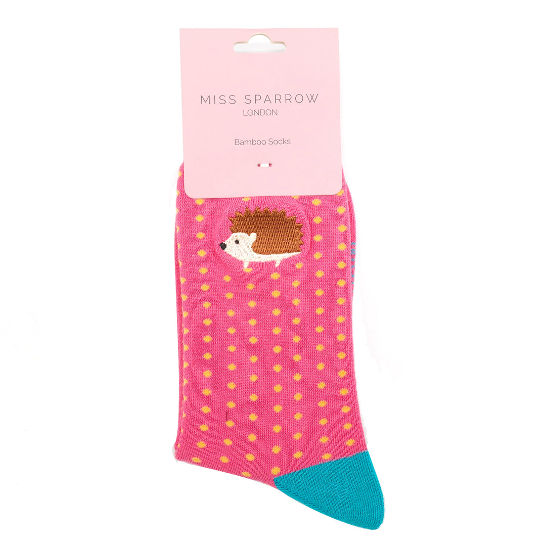 Miss Sparrow Embroidered Hedgehogs Hot Pink