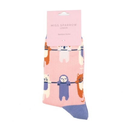 Miss Sparrow Hang in There Socks Dusky Pink