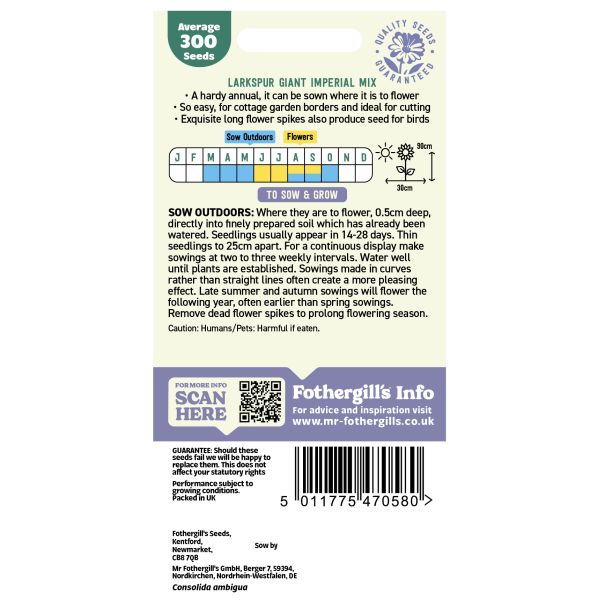 Mr Fothergills Natures Helpers Larkspur Giant Imperial Mix