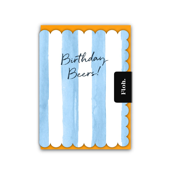 Toasted Crumpet Birthday Beers (Blue Stripes) Card