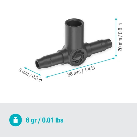 Gardena T-Joint for Spray Nozzles / Endline Drip Heads 4.6 mm (3/16") 5pk
