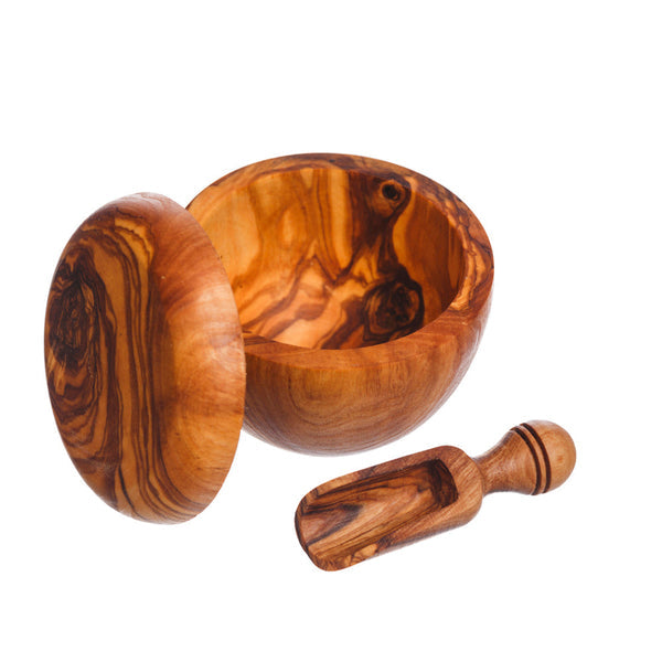 Selbrae House Olive Wood Salt Pot & Scoop Set