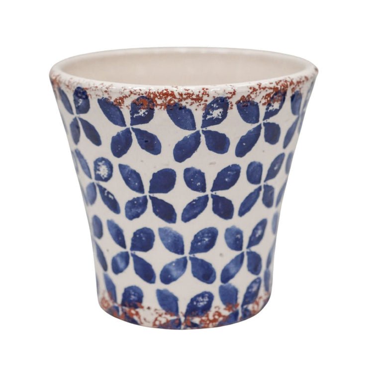 Ivyline Porto Blue Tile Tapered Planter