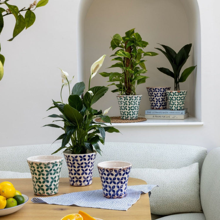Ivyline Porto Blue Tile Tapered Planter