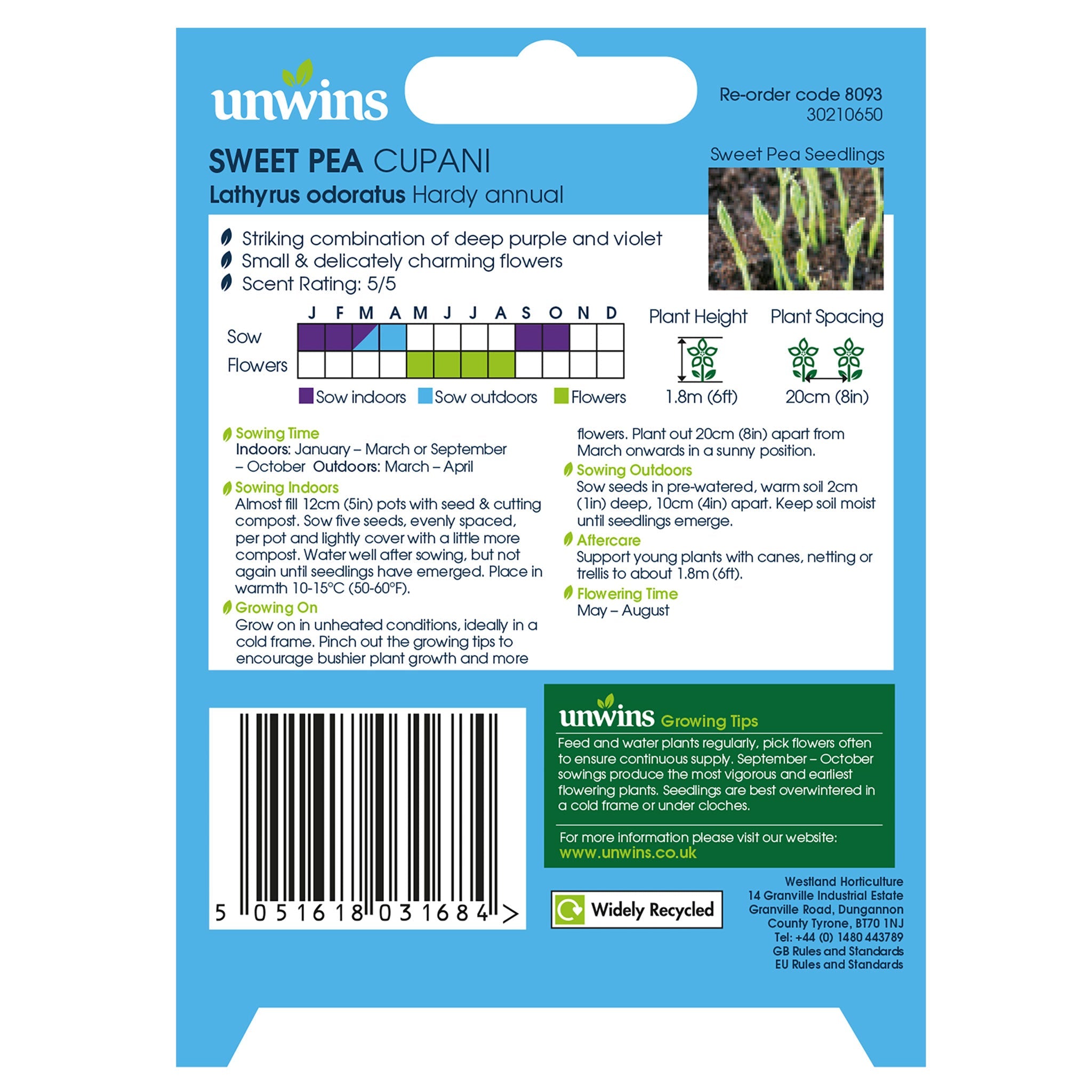 Unwins Sweet Pea Cupani Seeds