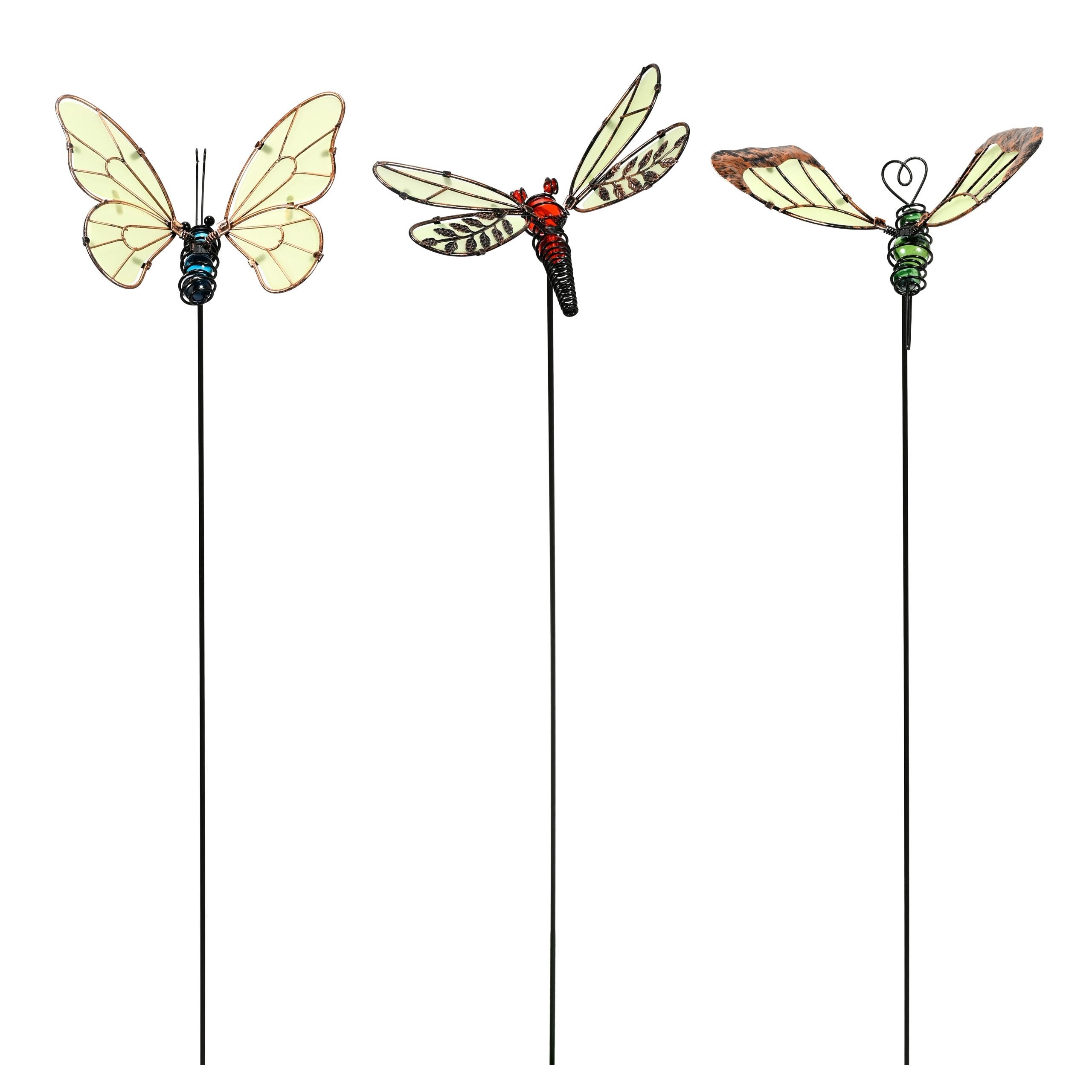 Greenkey Butterfly/Dragonfly Stakes Painted Glass Single