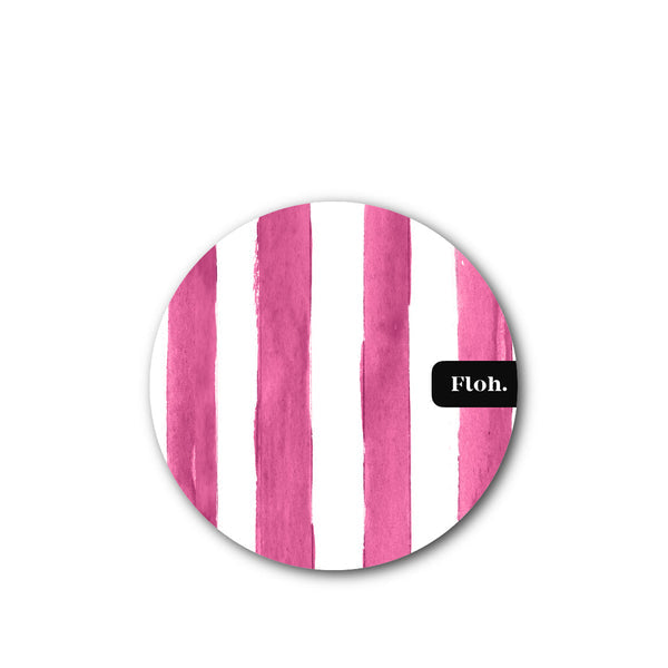 Toasted Crumpet Raspberry (Stripes) Round Coaster