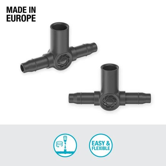 Gardena T-Joint for Spray Nozzles / Endline Drip Heads 4.6 mm (3/16") 5pk