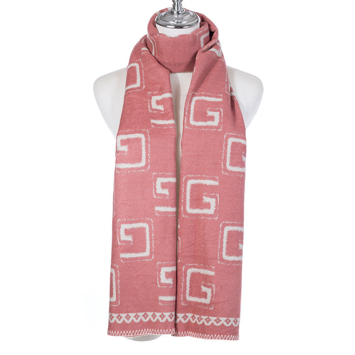 Park Lane Scarf Dusky Pink Aztek