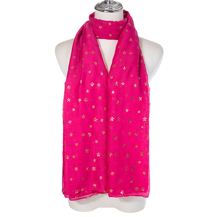 Park Lane Summer Scarf Fuscia Gold Flower