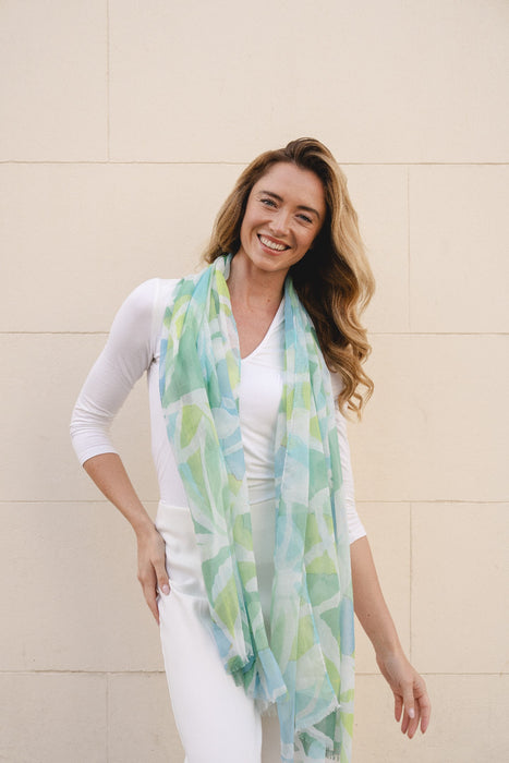 Park Lane Summer Scarf Aqua Geo