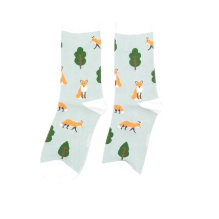 Miss Sparrow Fox in the Woods Socks Duck Egg