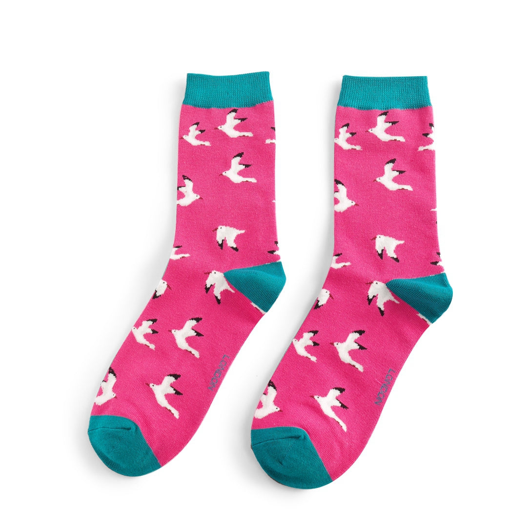 Miss Sparrow Seagulls Socks Fuchsia