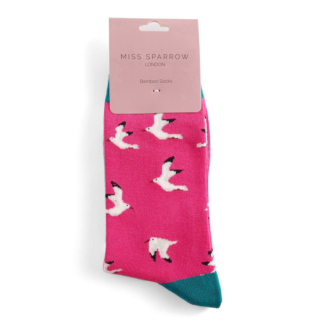 Miss Sparrow Seagulls Socks Fuchsia