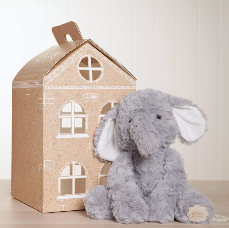 Softies Ethel The Plush Sitting Grey Elephant 22 cm