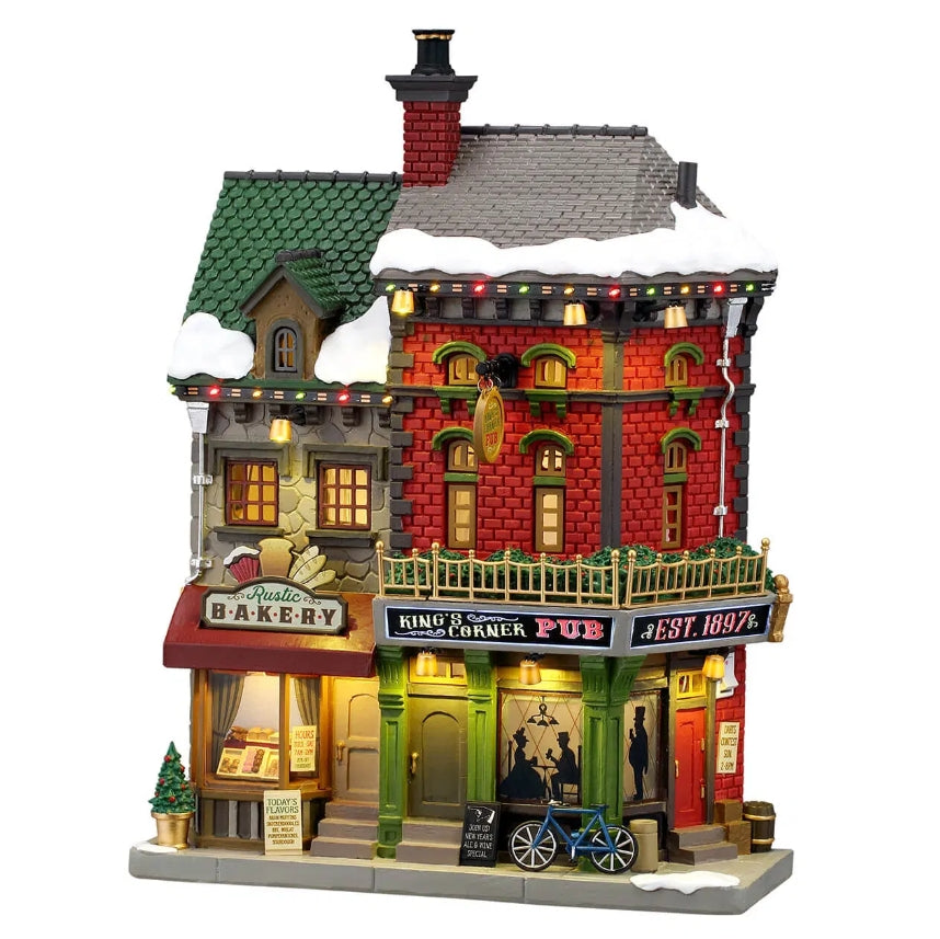 Lemax King's Corner Pub Facade 65569